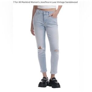 7 For All Mankind Womens Josefina Slim Boyfriend Luxe Vintage Light Jeans sz 27